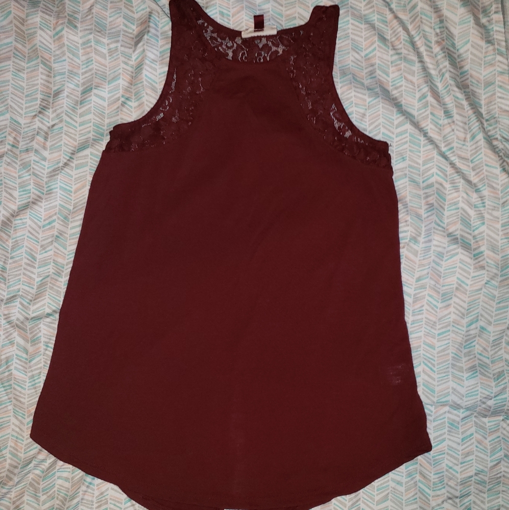 SO Maroon Tank Top With Lacey Back Size Medium